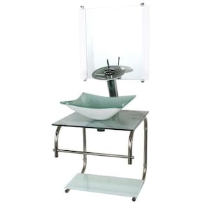 Gabinete 40cm De Vidro Inox Cuba Quadrada Marmore Branco