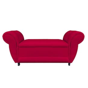 Divã Recamier Com Baú Grécia 1,55 Cm Suede Vermelho