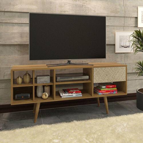 imagem-Rack para TV até 50 Polegadas 1 Gaveta 7 Nichos R1462 Tecnomobili - Palha