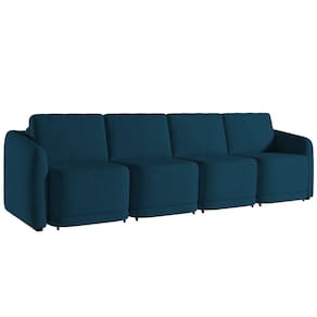 Sofá Cama Casal Para Sala 356cm Polska K04 Veludo Azul - Mpozenato