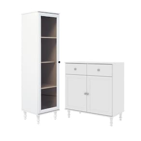 Cristaleira + Aparador Buffet Ditália E-963-r-629 Cor:branco Branco