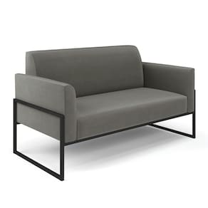 Sofá Namoradeira Base Industrial Alta Preto Marisa Suede D03 - D\`rossi Cor Grafite