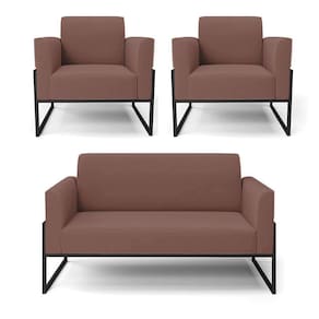 Sofá Namoradeira Com 2 Poltronas Base Industrial Alta Preto Marisa Veludo D03 - D\`rossi Cor Rose