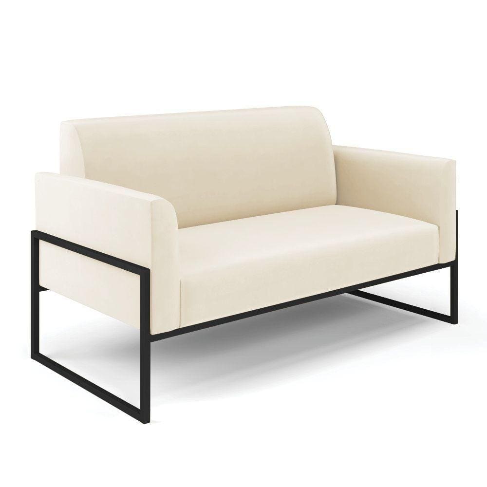 Sofá Namoradeira Base Industrial Alta Preto Marisa Veludo D03 - D\`rossi Cor Bege