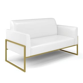 Sofá Namoradeira Base Industrial Alta Dourado Marisa Corano Branco D03 - D\`rossi