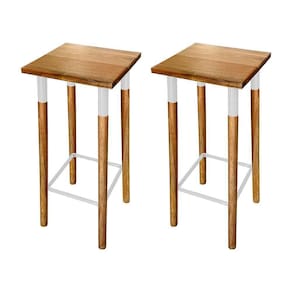 Kit 2 Banquetas Bistro Industrial Colors Ferro E Madeira Maciça - Branca Branco
