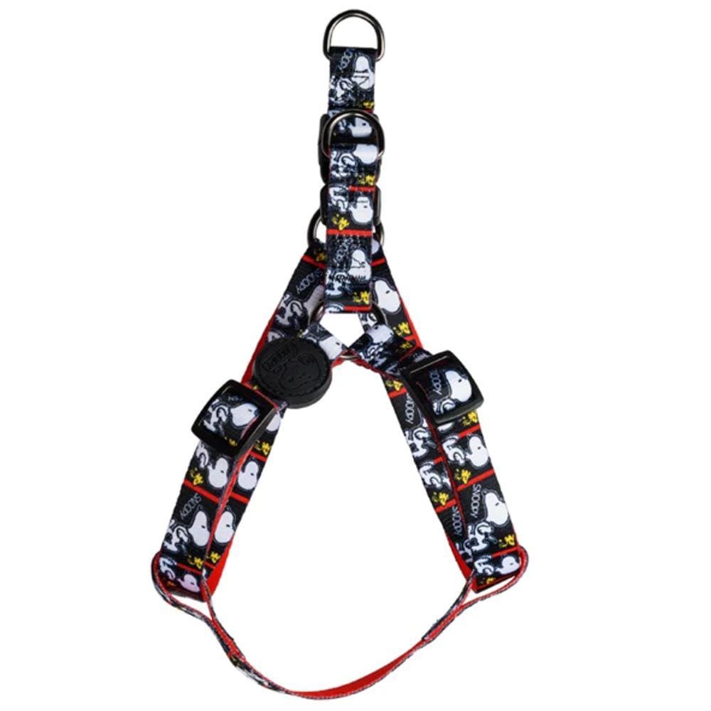 Coleira Peitoral de passeio para cachorro Snoopy Film Black Quadrinhos Zooz Pets Ajustável