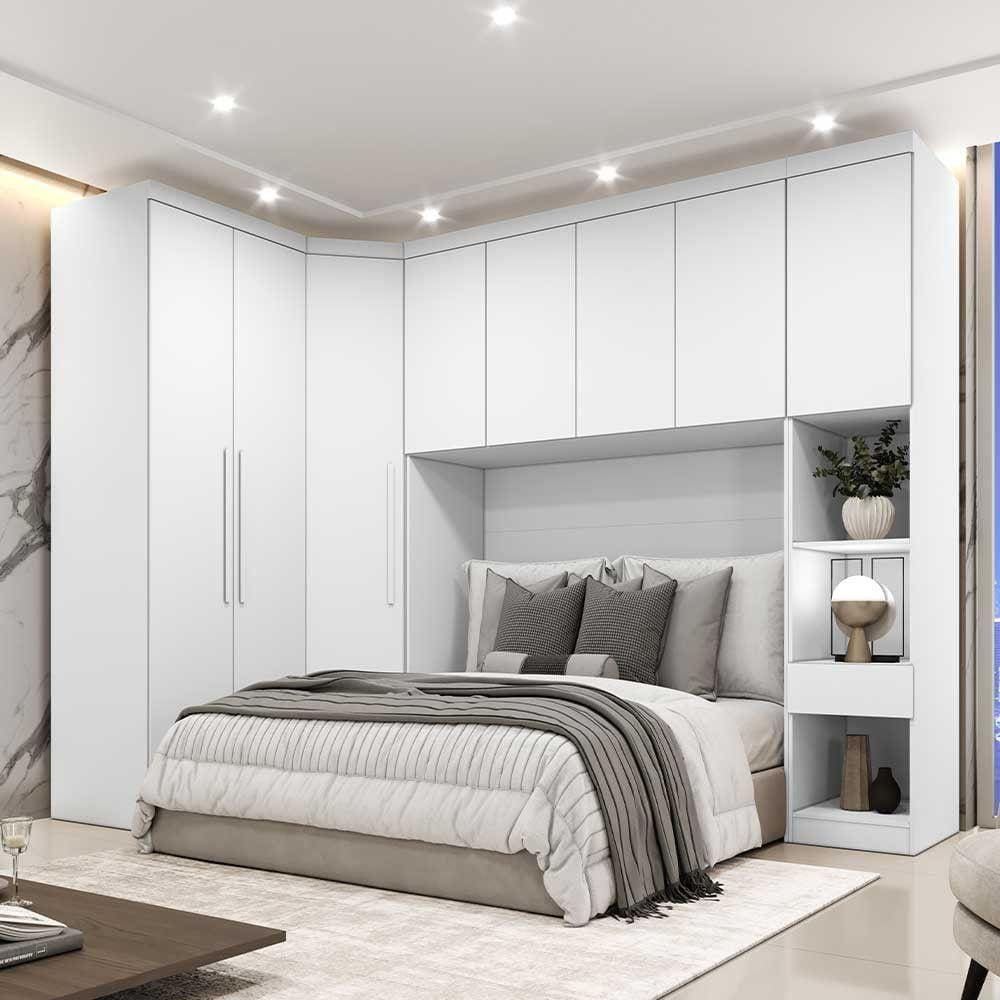 Guarda Roupa Modulado 8 Portas Em Mdf Clic Móveis Branco