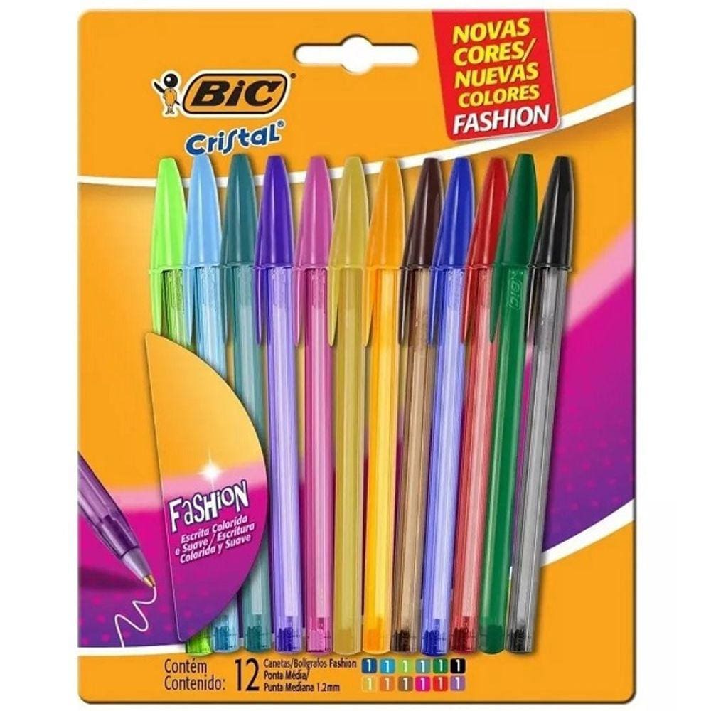 Caneta Esferografica BIC Cristal Fashion 12 Cores