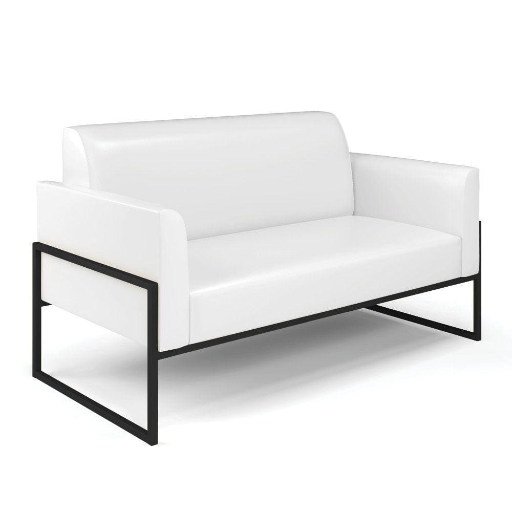 Sofá Namoradeira Base Industrial Alta Preto Marisa Corano D03 - D\`rossi Cor Branco