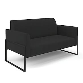 Sofá Namoradeira Base Industrial Alta Preto Marisa Veludo D03 - D\`rossi Cor Preto
