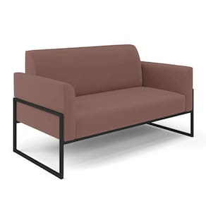 Sofá Namoradeira Base Industrial Alta Preto Marisa Veludo D03 - D\`rossi Cor Rose