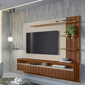 Painel Suspenso Home Ripado Ibarra 203Cm Para Tv Até 65 Freijó/Off White G77