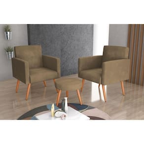 Kit 2 Poltronas + Puff Dallas Turkey Cappuccino F440- Matrix