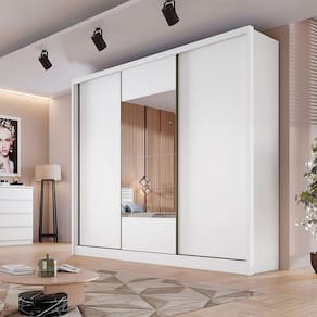 Guarda Roupa Kiev 3 Portas 6 Gavetas Clic Móveis Branco