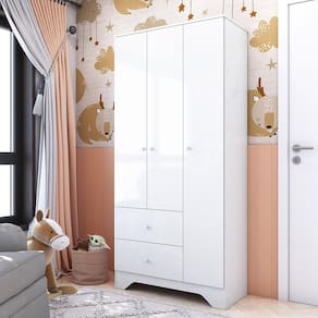 Guarda Roupa Infantil 3 Portas 2 Gavetas MDF Bên Plus Móveis Peroba