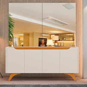 Buffet Grecia Para Sala De Jantar 4 Portas E 2 Espelhos Cor:naturalle-off