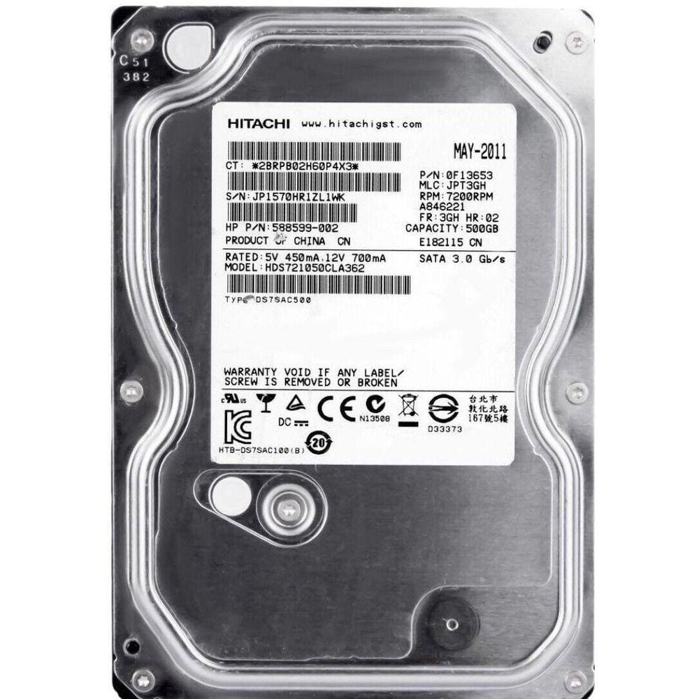Hd Sata Hitachi 500Gb 7.2K 3.5 Hds721050Cla362 0F10381