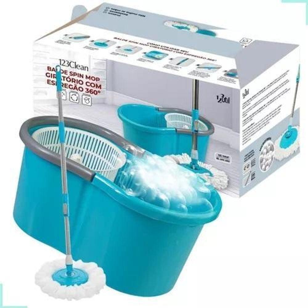 Balde Spin Mop 360 Giratório Com Esfregão 8 Litros 123Útil