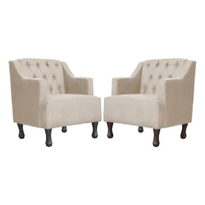 Kit 2 Poltronas Estofada Para Hall de Entrada Genesis Suede Cappuccino - LM DECOR