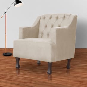 Poltrona Estofada Para Hall de Entrada Genesis Suede Cappuccino - LM DECOR