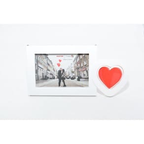 Porta Retrato Coração Giratório Com Suporte e Visor