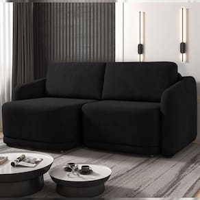 Sofá Cama Modulado Retrátil E Reclinável Decorativo Varsóvia 176cm Veludo Preto G33 - Gran Belo