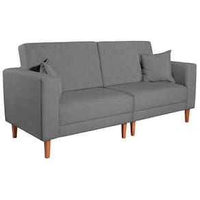 Sofá 03 Lugares Living Ponza Suede Cor Cinza