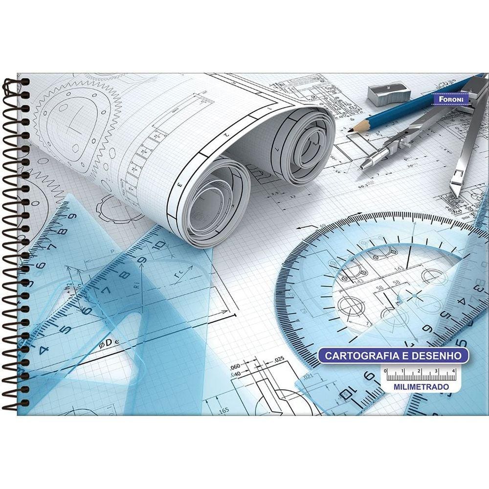 Caderno Cartografia Desenho Milimetrado Básico Com 60 Folhas  Foroni