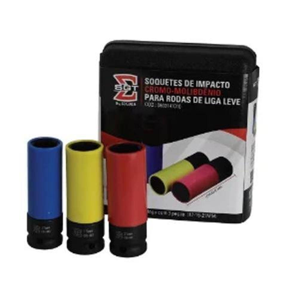 Jogo Soquetes Impacto 1/2 Longos Rodas Liga Leve 171921Mm