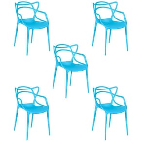 Kit 5 Cadeiras Allegra Empilhável com Inmetro Magazine Decor - Azul