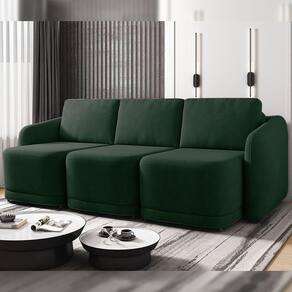 Sofá Cama Modulado Retrátil E Reclinável Decorativo Varsóvia 336cm Veludo Verde G33 - Gran Belo