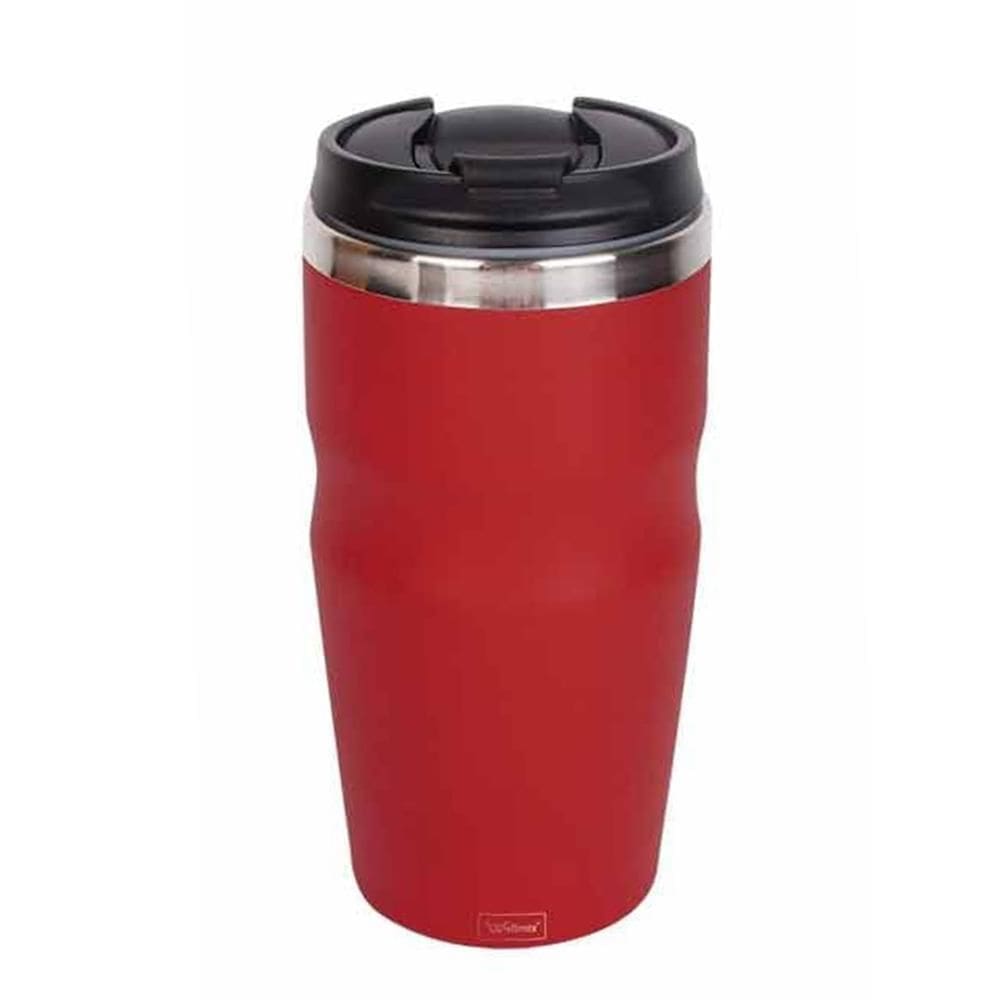 Copo Termico Inox 500Ml Com Tampa Cha Cafe Agua Cerveja Verm