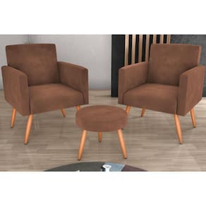 Kit 2 Poltronas + Puff Dallas Veludo Ferrugem E435 - Matrix