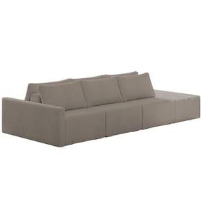Sofá Ilha Modular Com Puff Para Sala Living 312cm Georgia K04 Bouclê Bege Escuro - Mpozenato