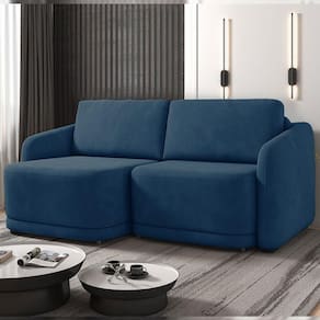 Sofá Cama Modulado Retrátil E Reclinável Varsóvia 176cm Veludo Azul Marinho G33 - Gran Belo