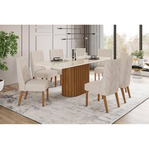 Mesa de Jantar Solana 200 C. Vidro 8 Cad. Eloa Linho - Henn