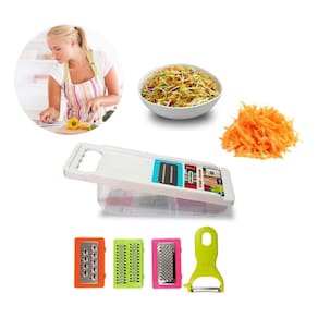 Kit Cozinha 4 Faca Gourmet Ralador Fatiador Tesoura