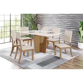 Mesa de Jantar Vertice 160 6 Cad. Milla Linho - Henn