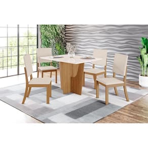 Mesa de Jantar Vertice 120 4 Cad. Milla Linho - Henn