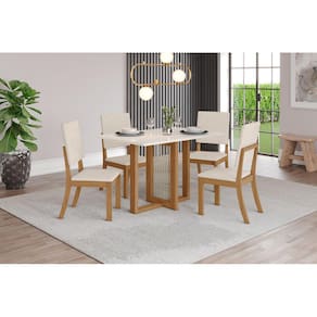 Mesa de Jantar Natali 120 4 Cad. Milla Linho - Henn