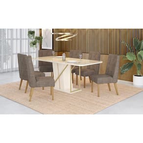 Mesa de Jantar Andy 200 C. Vidro 6 Cad. Eloa Cacau - Henn