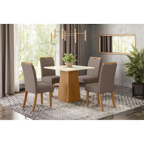 Mesa de Jantar Dora 90 4 Cad. Bella Amendoa - Henn