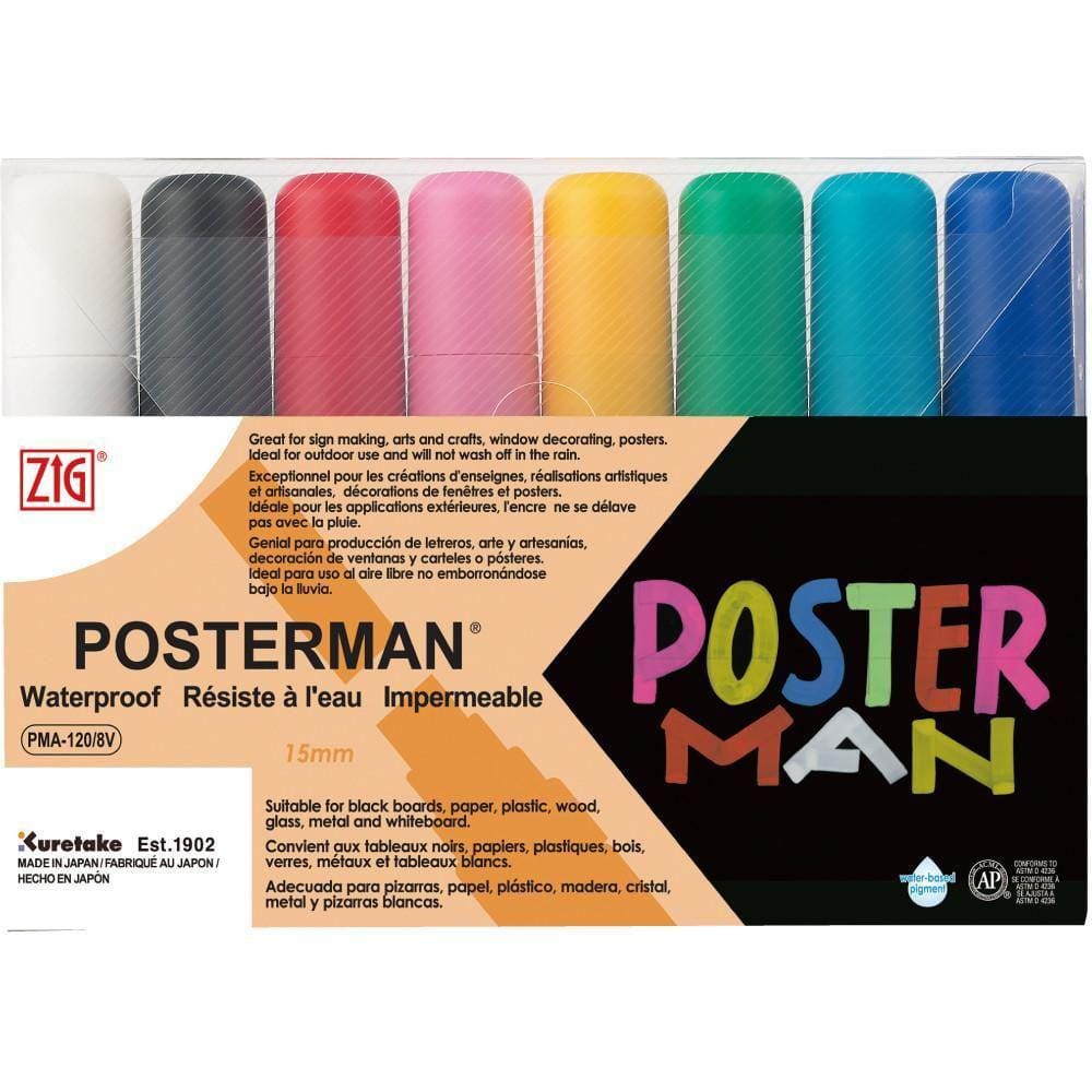 Estojo Marcador Zig Posterman Big Broad Set 8 Cores Pma-120