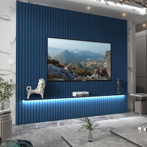 Painel para TV Ripado com LED Nobre 230 Azul - Gelius