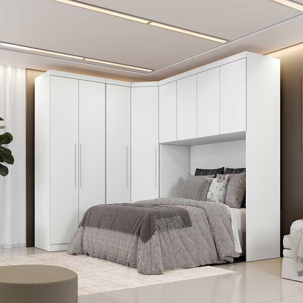 Guarda Roupa Modulado Safira 8 Portas Clic Móveis Branco