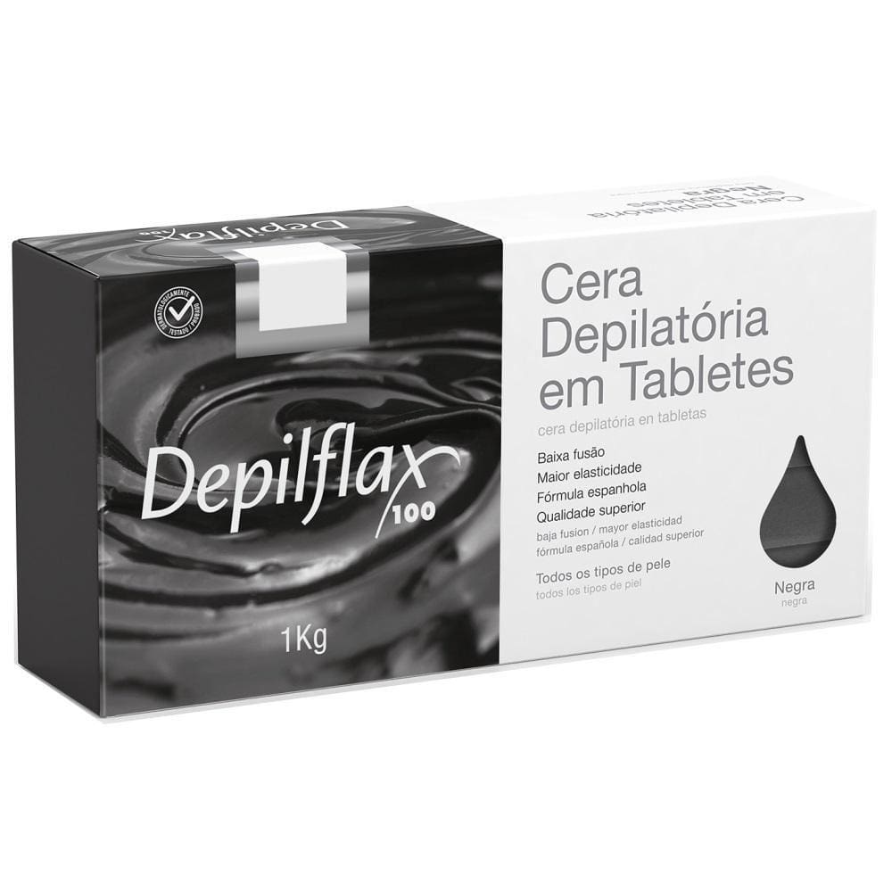 Cera Quente Depilação Depilflax Negra 1Kg Tabletes