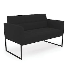 Sofá Namoradeira Elisa Veludo Preto Base Metálica Industrial Preto - D`rossi