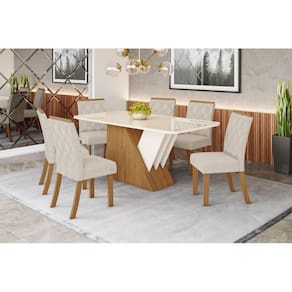 Mesa de Jantar Epic 180 C. Vidro 6 Cad. Vita Linho - Henn