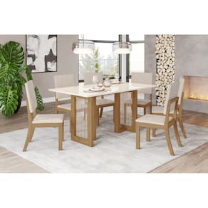 Mesa de Jantar Yara 160 6 Cad. Milla Linho - Henn